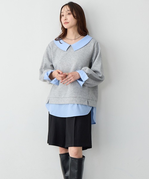 anyfee(エニフィー)の「【anyfee/大きいサイズ】シャツレイヤード風スウェットトップス(シャツ/ブラウス・レディース・杢グレー/ブラック・LL/3L/4L/5L)」の10枚目の写真