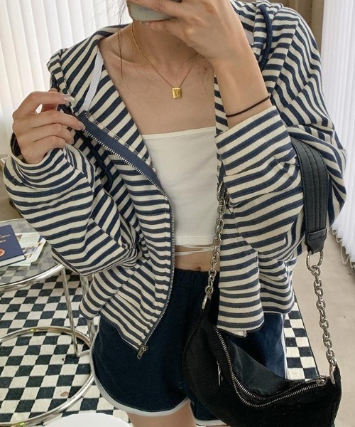 セール】フード付き ボーダージップパーカー（パーカー）｜SHEPP