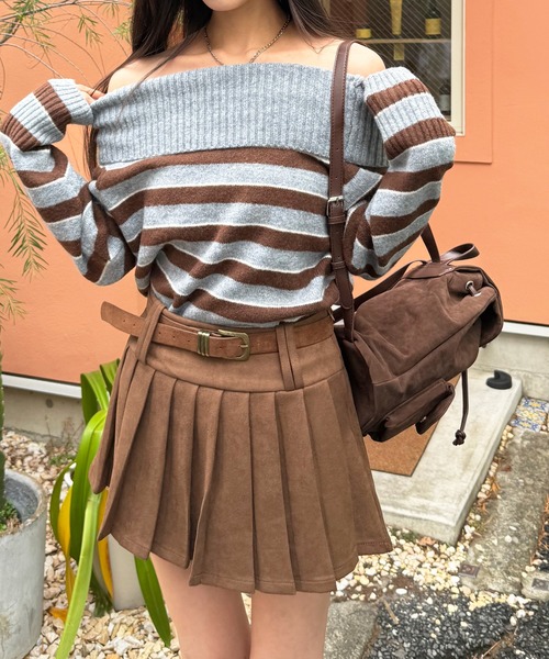 HALEY PESCA(ヘーリーペスカ)の「HALEY PESCA/【ベルト付属】フェイクスエード ミニ丈プリーツスカート(スカート・レディース・ブラック/ブラウン・SMALL/MEDIUM/LARGE)」の14枚目の写真