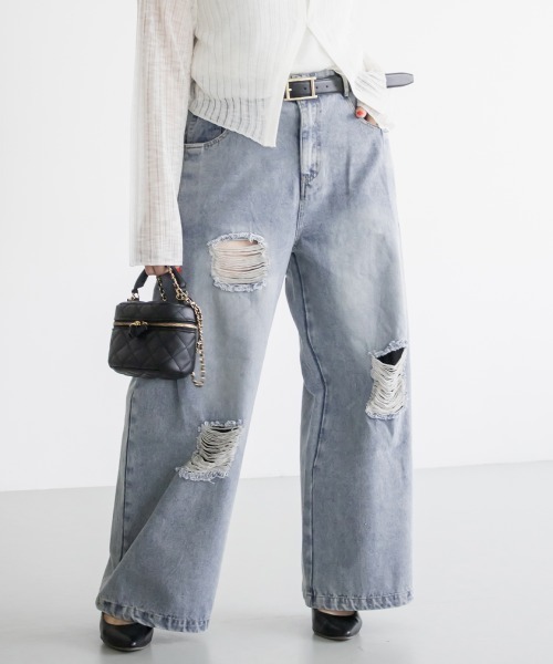 CLETTE(クレット)の「CLETTEオリジナルダメージデニムワイドパンツ(その他パンツ・レディース・ブルー/ブラック/サックスブルー・4L/3L/LL)」の18枚目の写真