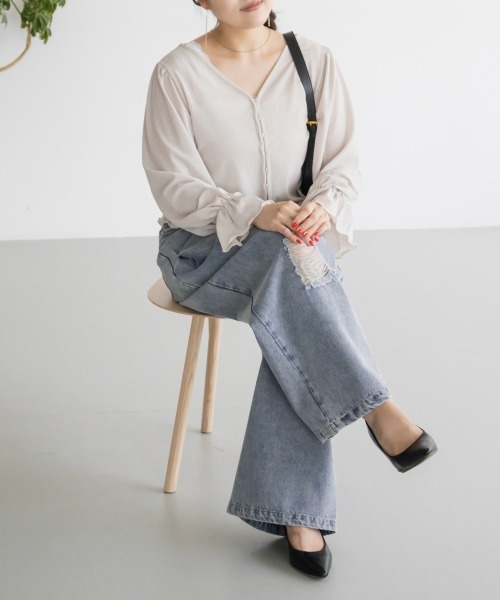 CLETTE(クレット)の「CLETTEオリジナルダメージデニムワイドパンツ(その他パンツ・レディース・ブルー/ブラック/サックスブルー・4L/3L/LL)」の19枚目の写真