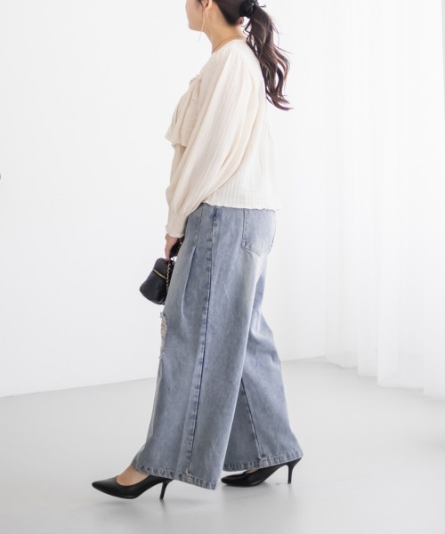 CLETTE(クレット)の「CLETTEオリジナルダメージデニムワイドパンツ(その他パンツ・レディース・ブルー/ブラック/サックスブルー・4L/3L/LL)」の17枚目の写真