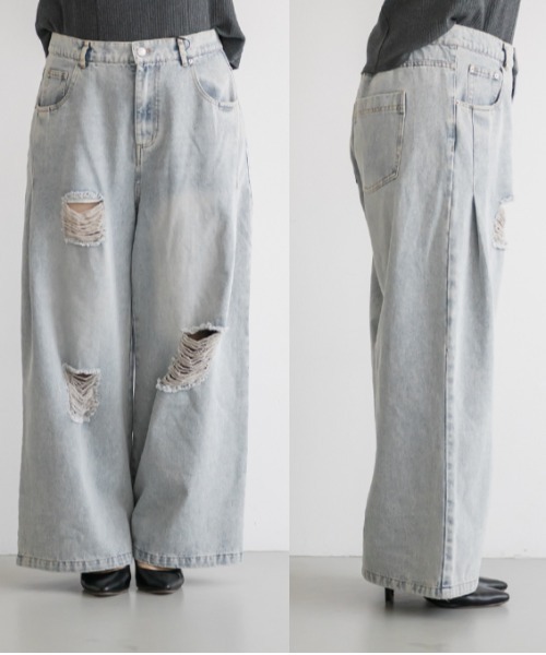 CLETTE(クレット)の「CLETTEオリジナルダメージデニムワイドパンツ(その他パンツ・レディース・ブルー/ブラック/サックスブルー・4L/3L/LL)」の21枚目の写真