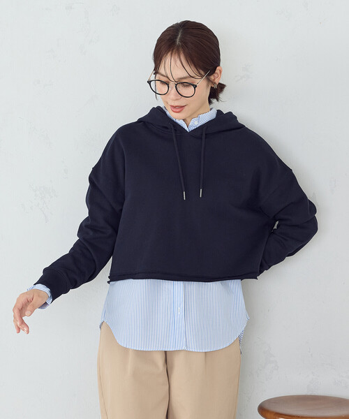 COMME CA ISM（コムサイズム）の「ショート丈　パーカー（パーカー・レディース・ネイビー/グレー・SMALL/MEDIUM/LARGE/X-LARGE）」の12枚目の写真