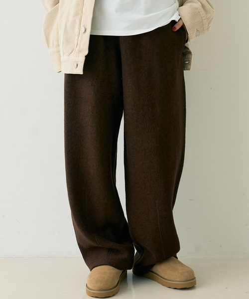 Rouge vif(ルージュヴィフ)の「ウール起毛ジャージーカーブパンツ(その他パンツ・レディース・ブラウン/アイボリー・36/38)」の1枚目の写真