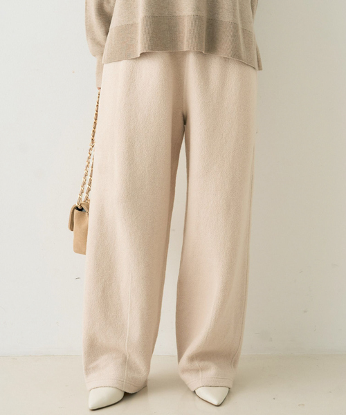 Rouge vif(ルージュヴィフ)の「ウール起毛ジャージーカーブパンツ(その他パンツ・レディース・ブラウン/アイボリー・36/38)」の2枚目の写真