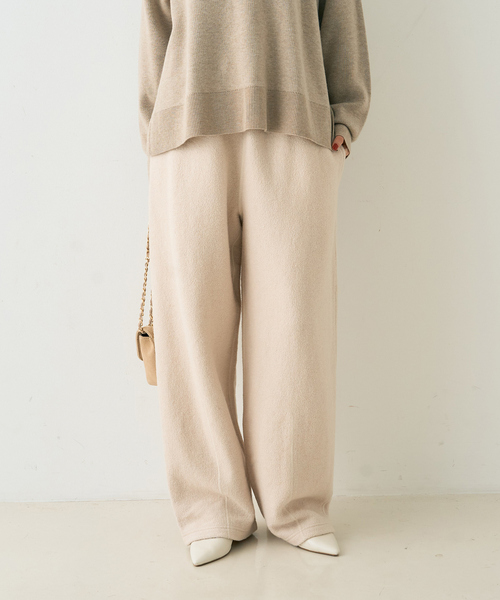 Rouge vif(ルージュヴィフ)の「ウール起毛ジャージーカーブパンツ(その他パンツ・レディース・ブラウン/アイボリー・36/38)」の3枚目の写真