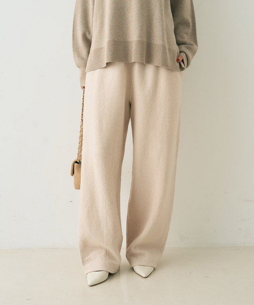 Rouge vif(ルージュヴィフ)の「ウール起毛ジャージーカーブパンツ(その他パンツ・レディース・ブラウン/アイボリー・36/38)」の4枚目の写真