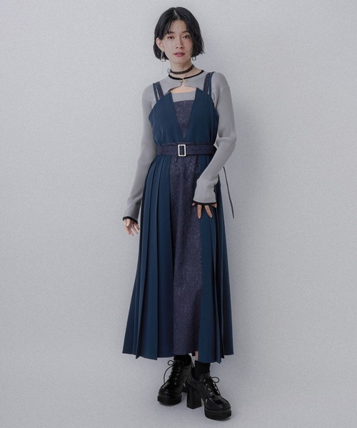 HARE（ハレ）の「ジャガードキリカエジャンスカ(HARE)（ジャンパースカート・レディース・ブルー/ブラック・FREE）」の13枚目の写真