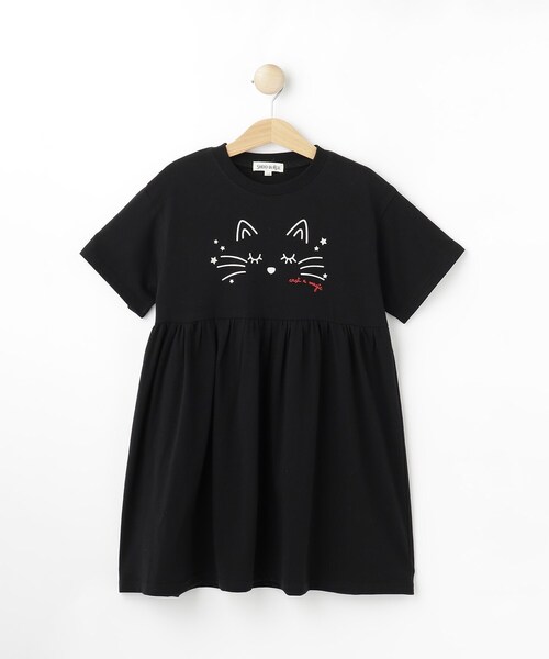 SHOO・LA・RUE(シューラルー)の「【100-150cm】アニマルプリントワンピース(ワンピース・キッズ・パープル/ブラック・10/11/12/13/14/15 )」の1枚目の写真