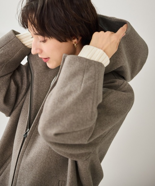 ROPE' PICNIC（ロペピクニック）の「【新色追加】ジャージーメルトンシリーズ ジップアップフーデッドコート/無地・チェック/リンクコーデ（その他アウター・レディース・ブラック系その他/ダークブラウン/ベージュ/ブラウン/チャコールグレー/ブラック/ライトグレー・FREE）」の5枚目の写真
