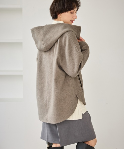 ROPE' PICNIC（ロペピクニック）の「【新色追加】ジャージーメルトンシリーズ ジップアップフーデッドコート/無地・チェック/リンクコーデ（その他アウター・レディース・ブラック系その他/ダークブラウン/ベージュ/ブラウン/チャコールグレー/ブラック/ライトグレー・FREE）」の22枚目の写真