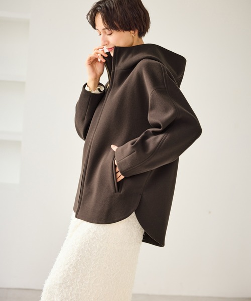 ROPE' PICNIC（ロペピクニック）の「【新色追加】ジャージーメルトンシリーズ ジップアップフーデッドコート/無地・チェック/リンクコーデ（その他アウター・レディース・ブラック系その他/ダークブラウン/ベージュ/ブラウン/チャコールグレー/ブラック/ライトグレー・FREE）」の21枚目の写真