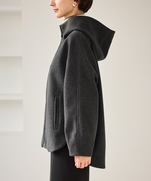 ROPE' PICNIC（ロペピクニック）の「【新色追加】ジャージーメルトンシリーズ ジップアップフーデッドコート/無地・チェック/リンクコーデ（その他アウター・レディース・ブラック系その他/ダークブラウン/ベージュ/ブラウン/チャコールグレー/ブラック/ライトグレー・FREE）」の20枚目の写真