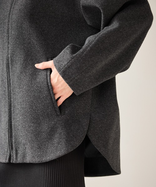 ROPE' PICNIC（ロペピクニック）の「【新色追加】ジャージーメルトンシリーズ ジップアップフーデッドコート/無地・チェック/リンクコーデ（その他アウター・レディース・ブラック系その他/ダークブラウン/ベージュ/ブラウン/チャコールグレー/ブラック/ライトグレー・FREE）」の9枚目の写真