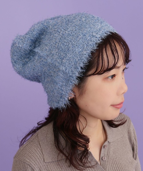 CONTROL FREAK / CTFK（コントロールフリーク）の「CONTROL FREAK(コントロールフリーク)ラメモアフェザーニットワッチ（ニットキャップ/ビーニー・レディース・ブルー/シルバー/ブラック・FREE）」の5枚目の写真
