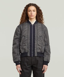 G-STAR | BOMBER JACKET/ミリタリーディテールMA1タイプボンバージャケット/ウォッシュド加工パネルデザインブルゾン(MA-1)