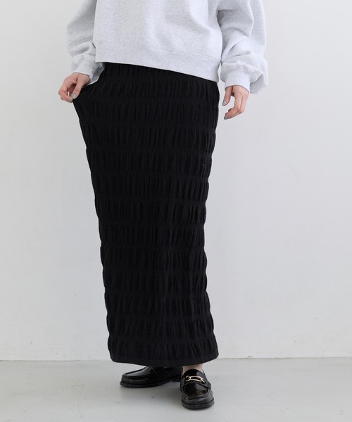 coca(coca)(コカ)の「シャーリングニットスカート(スカート・レディース・ブラック/グレー・M/S/L)」の12枚目の写真