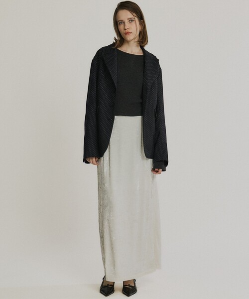 PUBLIC TOKYO(パブリックトウキョウ)の「コットンカシミヤスリットスリーブニット(ニット/セーター・レディース・ダークグレー/ホワイト/ブルー・FREE)」の5枚目の写真