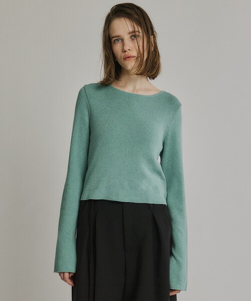 PUBLIC TOKYO(パブリックトウキョウ)の「コットンカシミヤスリットスリーブニット(ニット/セーター・レディース・ダークグレー/ホワイト/ブルー・FREE)」の13枚目の写真