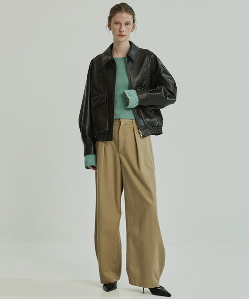 PUBLIC TOKYO（パブリックトウキョウ）の「コットンカシミヤスリットスリーブニット（ニット/セーター・レディース・ダークグレー/ホワイト/ブルー・FREE）」の15枚目の写真