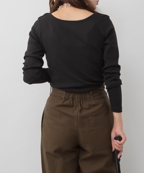 RCD(アールシーディー)の「前後2wayフロントクロスカットソー(Tシャツ/カットソー・レディース・ブラック/カーキ/ブルーグレー/オフホワイト/チャコールグレー・LL/4L/M/L/3L)」の22枚目の写真