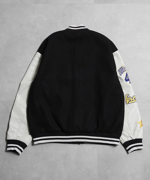 1111clothing(ワンフォークロージング)の「アップリケ コラージュ スタジャン / Applique Collage Stadium Jacket(スタジャン・メンズ・イエロー/ネイビー/ブラック・M/L)」の6枚目の写真