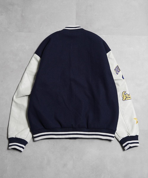 1111clothing(ワンフォークロージング)の「アップリケ コラージュ スタジャン / Applique Collage Stadium Jacket(スタジャン・メンズ・イエロー/ネイビー/ブラック・M/L)」の8枚目の写真