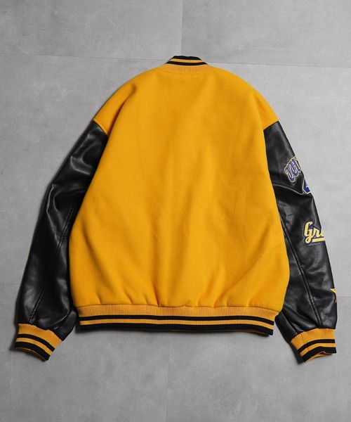 1111clothing(ワンフォークロージング)の「アップリケ コラージュ スタジャン / Applique Collage Stadium Jacket(スタジャン・メンズ・イエロー/ネイビー/ブラック・M/L)」の10枚目の写真