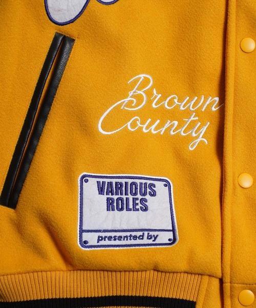 1111clothing(ワンフォークロージング)の「アップリケ コラージュ スタジャン / Applique Collage Stadium Jacket(スタジャン・メンズ・イエロー/ネイビー/ブラック・M/L)」の15枚目の写真