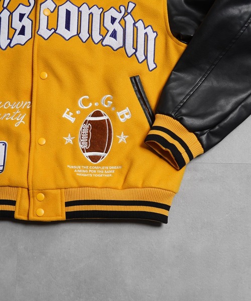 1111clothing(ワンフォークロージング)の「アップリケ コラージュ スタジャン / Applique Collage Stadium Jacket(スタジャン・メンズ・イエロー/ネイビー/ブラック・M/L)」の19枚目の写真