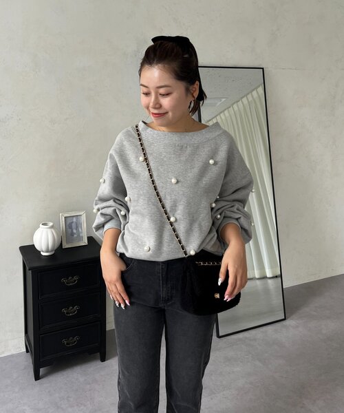 【chiBomam☆プロフ必読】新品maillot ボートネックトレーナー prose verse（プロズヴェール）の「【MOMO】ワイドボートネックパール