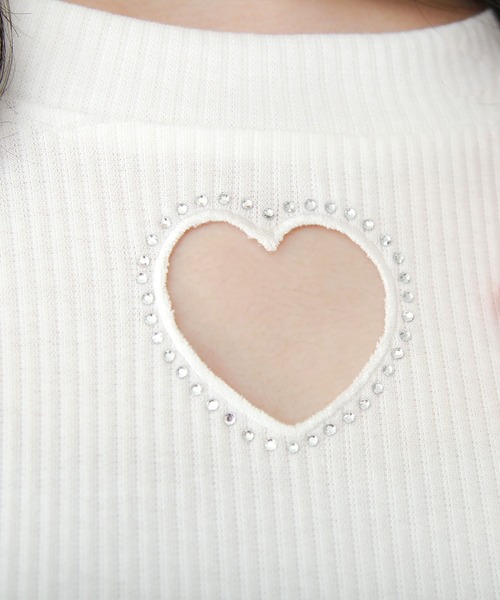 DearMyLove（ディアマイラブ）の「ストーンハートくり抜きリブカットトップス（Tシャツ/カットソー・レディース・ブラック/ホワイト・3L/LL/LARGE/MEDIUM）」の12枚目の写真