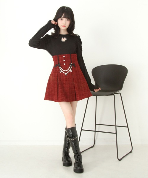 DearMyLove（ディアマイラブ）の「ストーンハートくり抜きリブカットトップス（Tシャツ/カットソー・レディース・ブラック/ホワイト・3L/LL/LARGE/MEDIUM）」の15枚目の写真