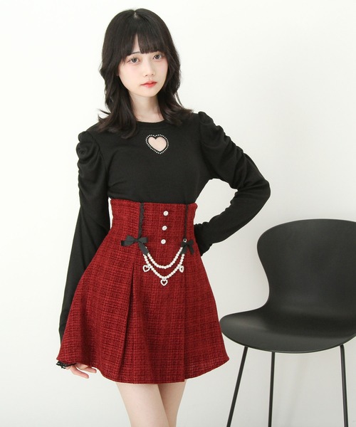 DearMyLove（ディアマイラブ）の「ストーンハートくり抜きリブカットトップス（Tシャツ/カットソー・レディース・ブラック/ホワイト・3L/LL/LARGE/MEDIUM）」の17枚目の写真