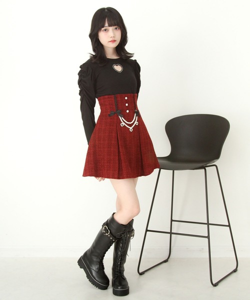 DearMyLove（ディアマイラブ）の「ストーンハートくり抜きリブカットトップス（Tシャツ/カットソー・レディース・ブラック/ホワイト・3L/LL/LARGE/MEDIUM）」の19枚目の写真