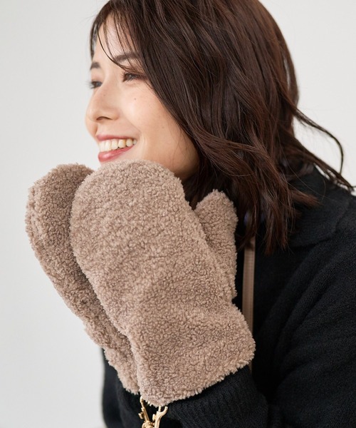 FOUND GOOD（ファウンドグッド）の「コードツキボアミトン（手袋・レディース・ベージュ/グレー系8/アイボリー/ブラック・FREE）」の3枚目の写真