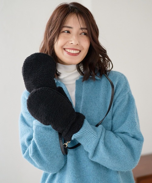 FOUND GOOD（ファウンドグッド）の「コードツキボアミトン（手袋・レディース・ベージュ/グレー系8/アイボリー/ブラック・FREE）」の5枚目の写真