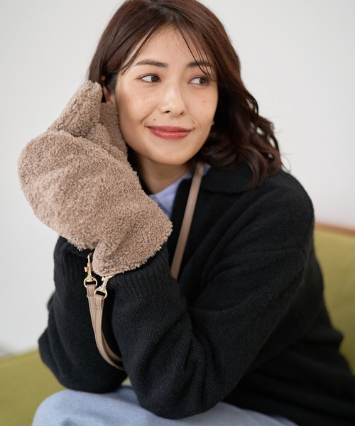 FOUND GOOD（ファウンドグッド）の「コードツキボアミトン（手袋・レディース・ベージュ/グレー系8/アイボリー/ブラック・FREE）」の6枚目の写真