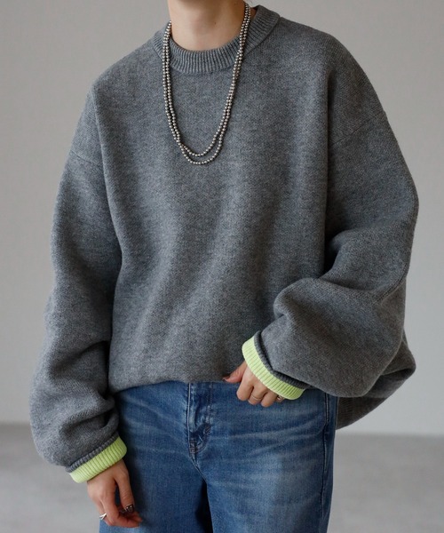 セール】バイカラーニットプルオーバー（ニット/セーター）｜meilmada