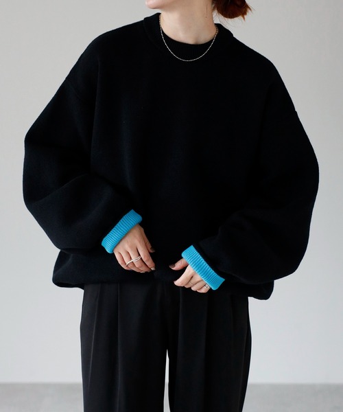 バイカラーニットプルオーバー（ニット/セーター）｜meilmada