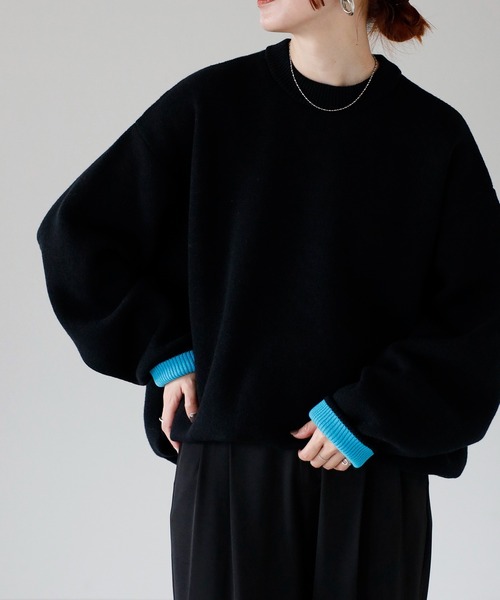 バイカラーニットプルオーバー（ニット/セーター）｜meilmada