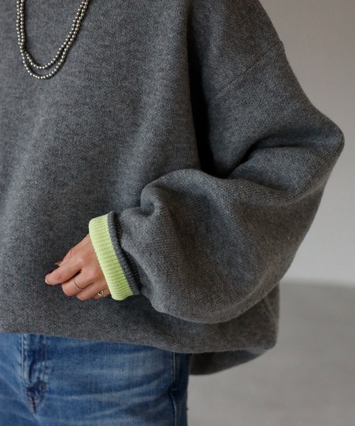 セール】バイカラーニットプルオーバー（ニット/セーター）｜meilmada