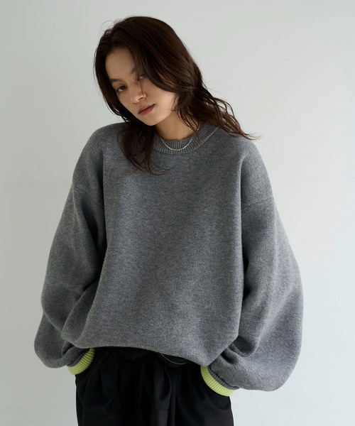セール】バイカラーニットプルオーバー（ニット/セーター）｜meilmada
