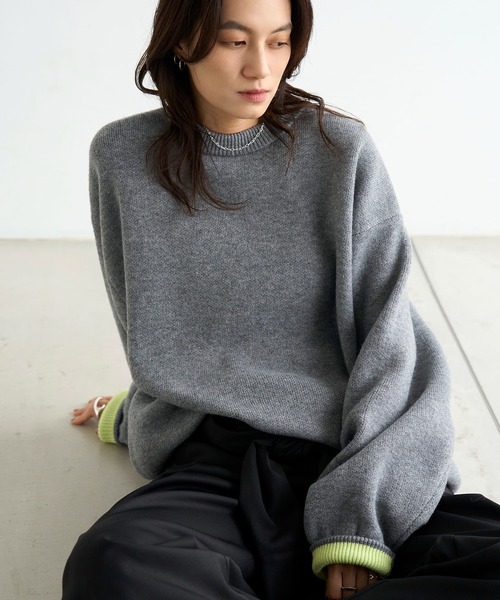 セール】バイカラーニットプルオーバー（ニット/セーター）｜meilmada