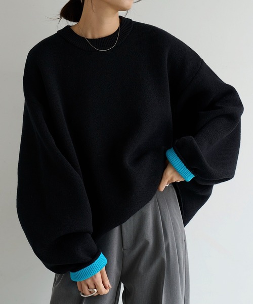 meilmada（メイルマダ）の「バイカラーニットプルオーバー（ニット/セーター・レディース・ブラウン/ブラック/グレー・FREE）」の12枚目の写真