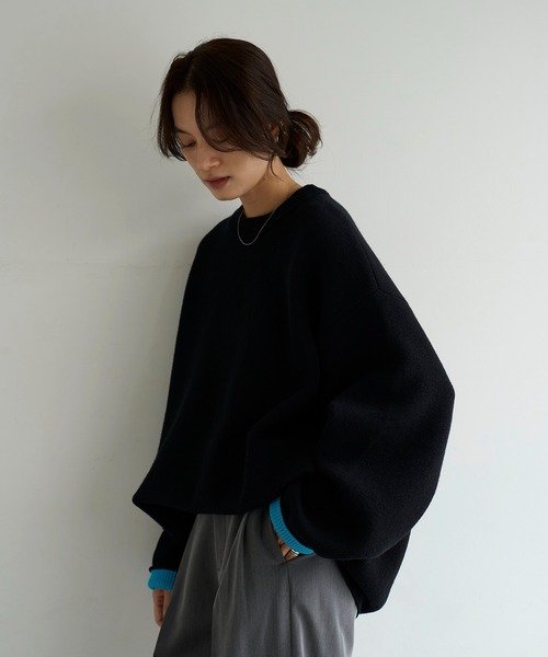 meilmada（メイルマダ）の「バイカラーニットプルオーバー（ニット/セーター・レディース・ブラウン/ブラック/グレー・FREE）」の14枚目の写真