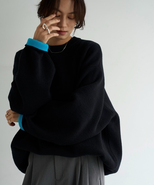 meilmada（メイルマダ）の「バイカラーニットプルオーバー（ニット/セーター・レディース・ブラウン/ブラック/グレー・FREE）」の13枚目の写真