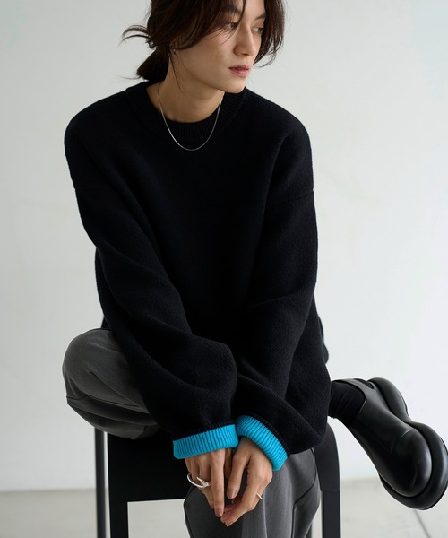 meilmada（メイルマダ）の「バイカラーニットプルオーバー（ニット/セーター・レディース・ブラウン/ブラック/グレー・FREE）」の9枚目の写真