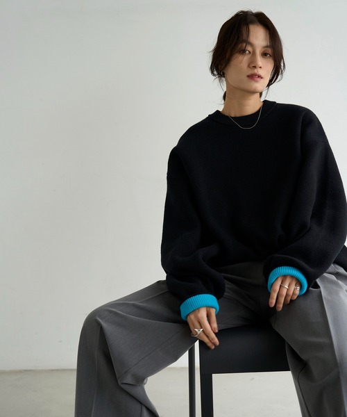 meilmada（メイルマダ）の「バイカラーニットプルオーバー（ニット/セーター・レディース・ブラウン/ブラック/グレー・FREE）」の8枚目の写真